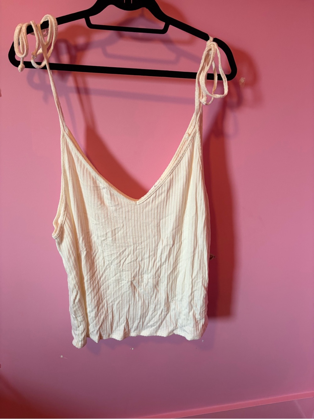 Women’s Cream Tie-Shoulder Ribbed V-Neck Tank Top Reformation 1X